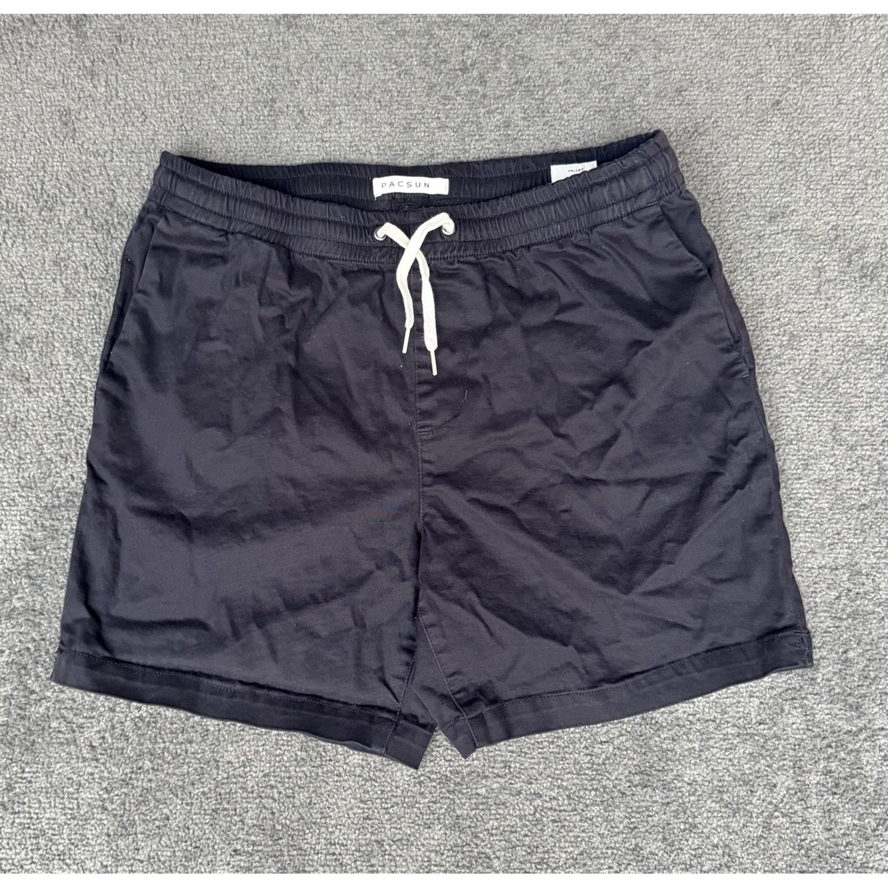 PacSun Mens Volley Shorts Black Elastic Drawstring Cotton Spandex Size Medium